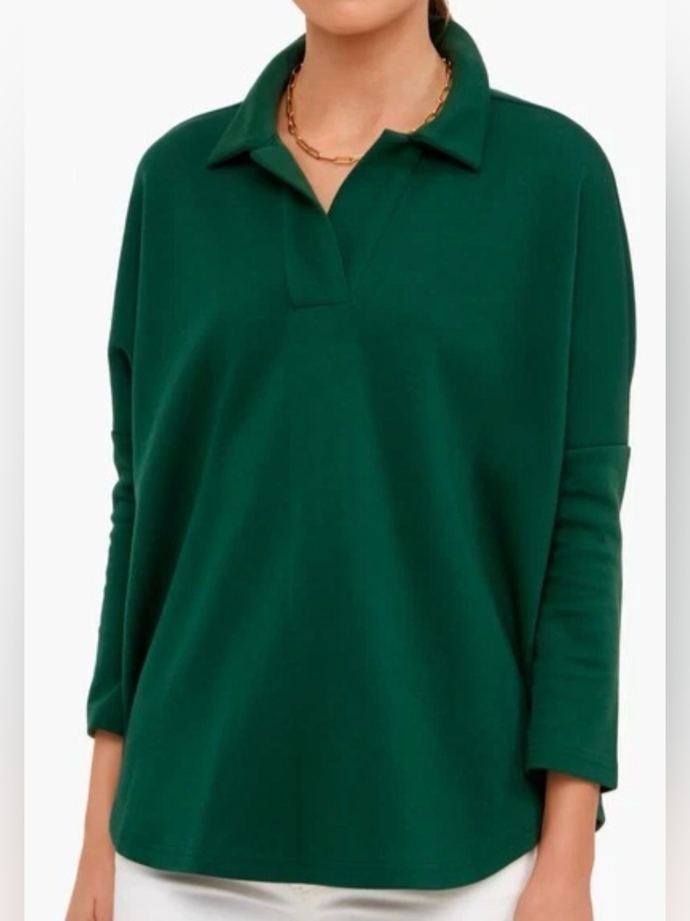 Pomander Place & Tuckernuck Easy Polo Swing Sweatshirt | Jaguar Green | XS - S - Picture 5 of 12